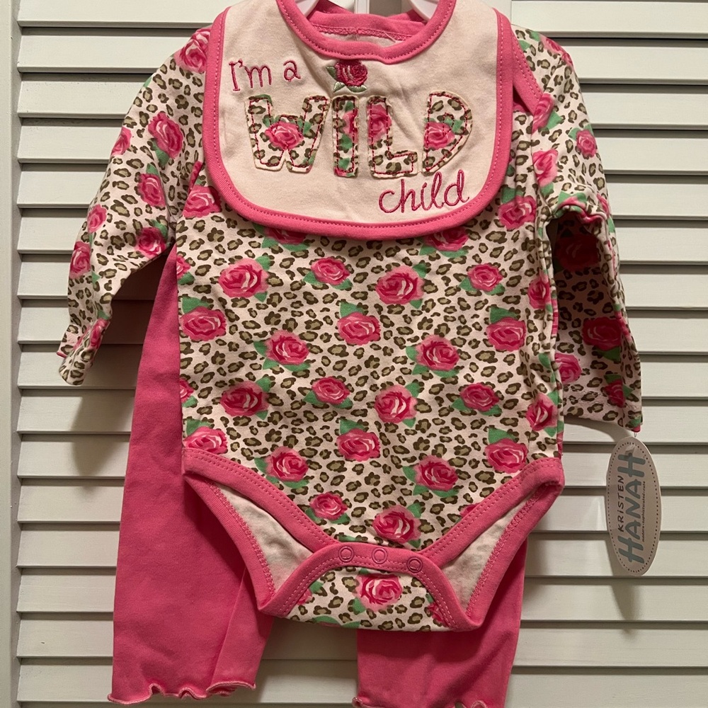 3 Piece Pink & Leopard Baby Outfit